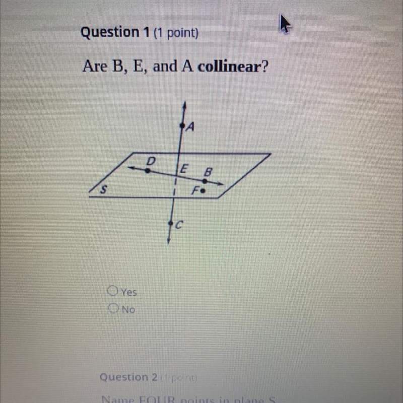 Help me please…….. Are B,E,and A collinear-example-1