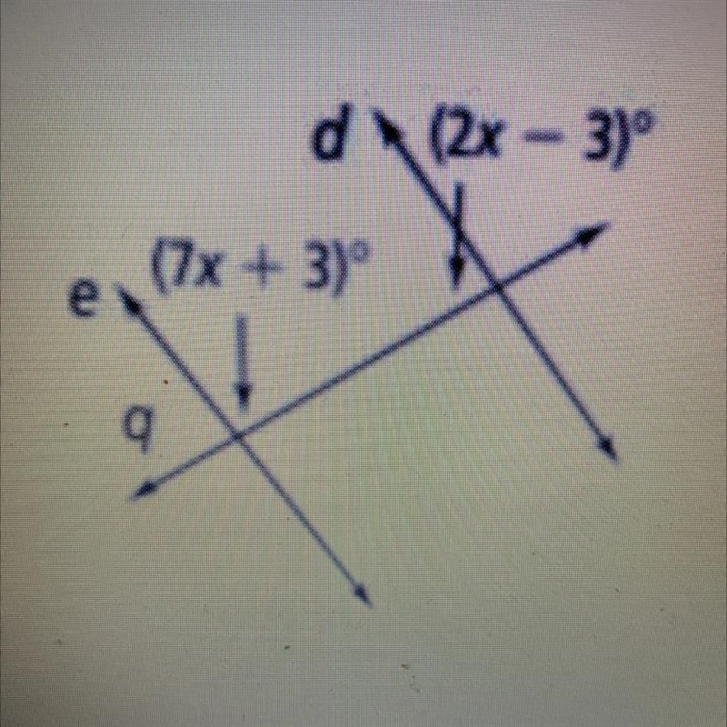 For what value of x is d parallel to e? A) 20 B) 25 C) 35 D) 37-example-1