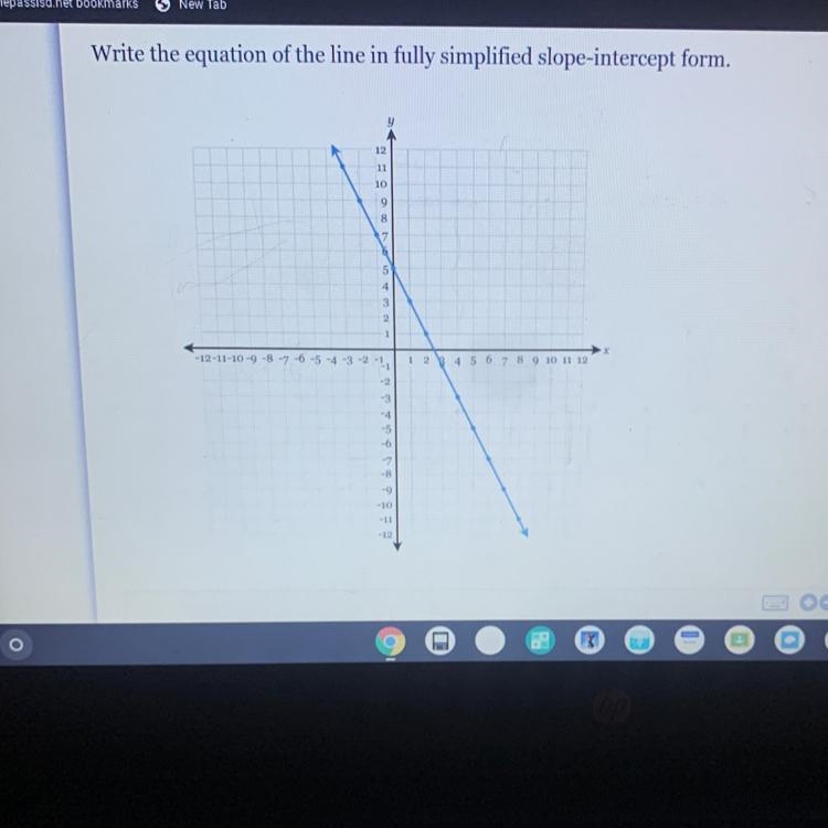 Write the equation of the line in fully simplified slope-intercept form.-example-1