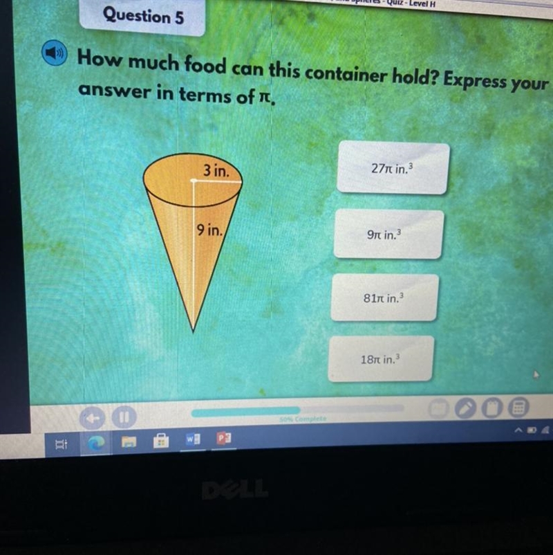 How much food can this container hold? Express your answer in terms of pie-example-1