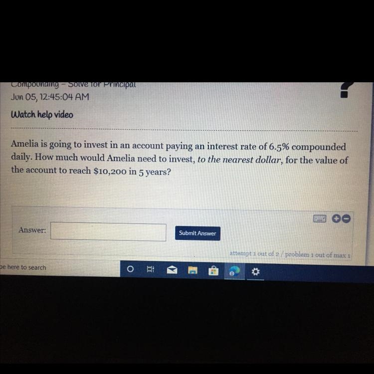 amelia is going to invest in an account paying on interest rate of 6.5% compounded-example-1