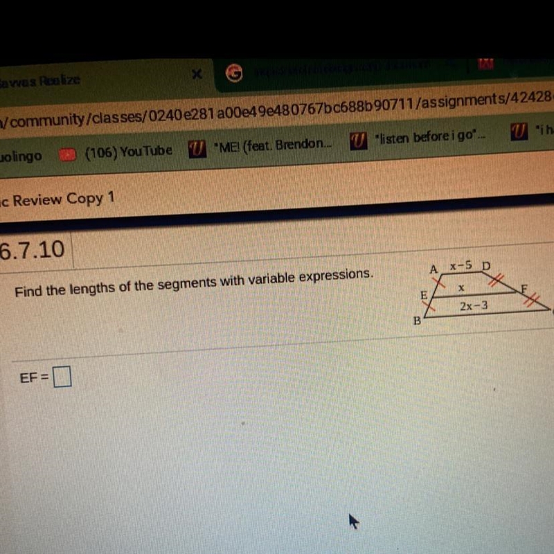 Please answer! Find the lengths of the segments with variable expressions.-example-1