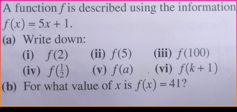 A function f is described using the information f(x) = 5x+1-example-1