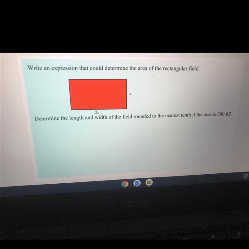 Write and expression that could determine the area of the rectangular field. Determine-example-1
