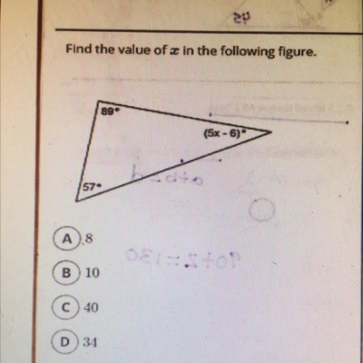 Find the value of x in the following figure-example-1