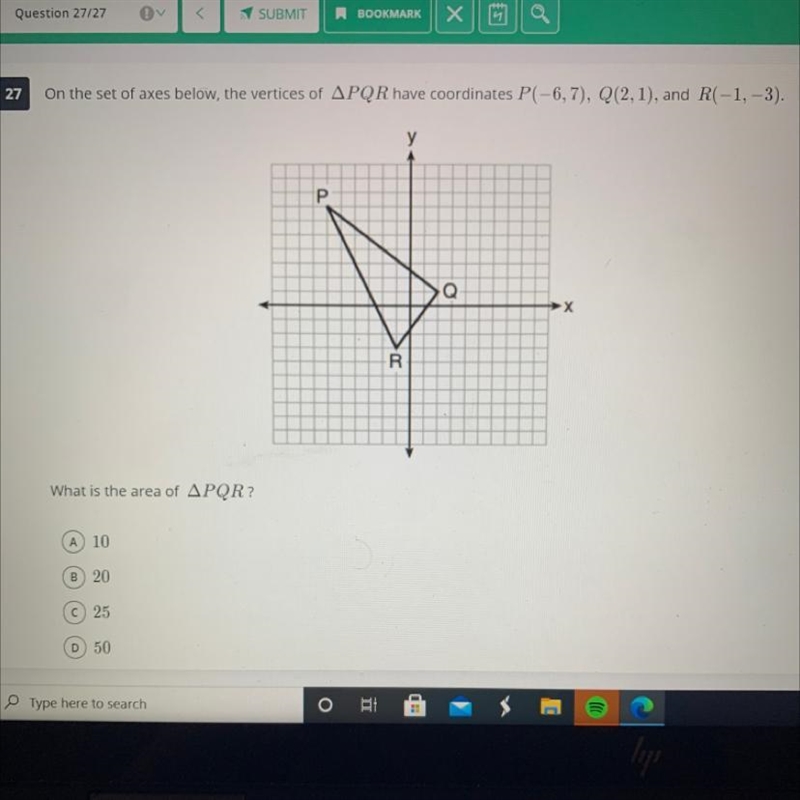 What is the area of PQR?-example-1