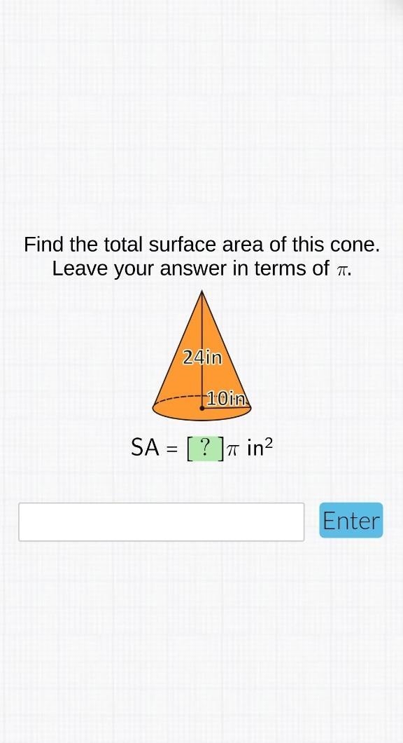 Find the total surface area of this cone ​-example-1