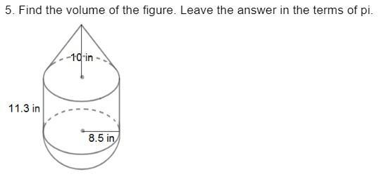 Find the volume of the figure. Leave the answer in the terms of pi-example-1