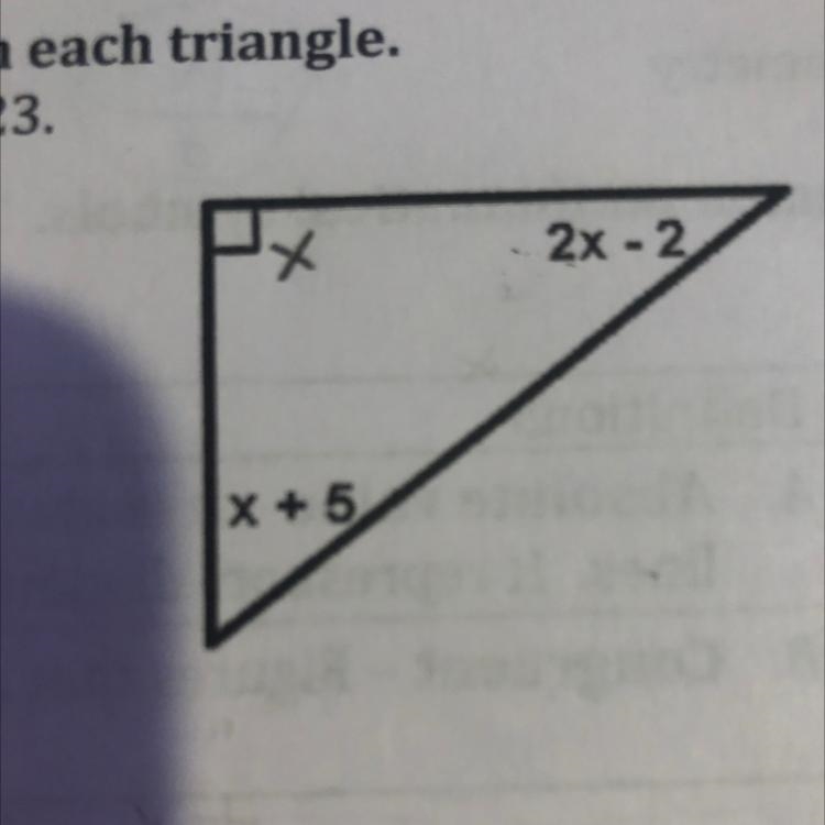 Solve for x for the triangle-example-1