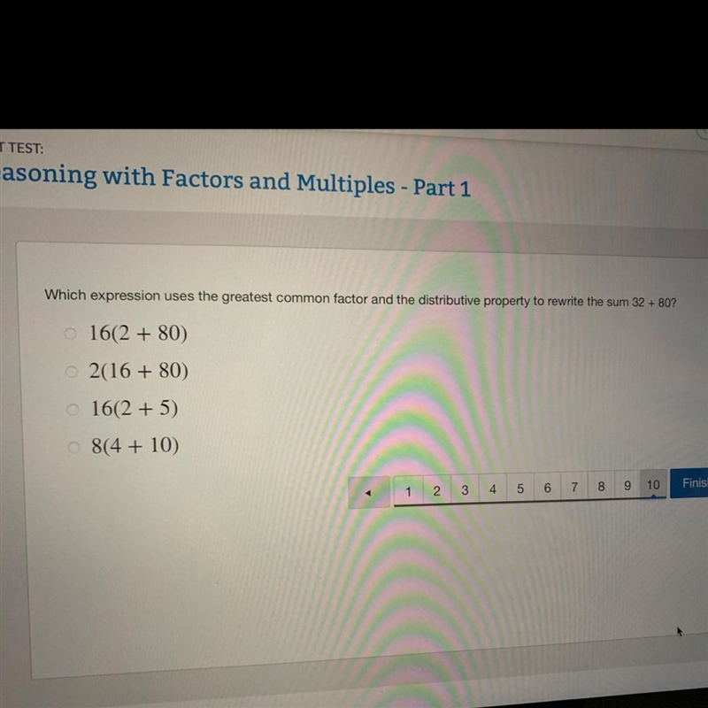 Which expression uses the greatest common factor and the distributive property to-example-1