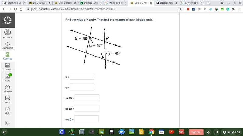 Pleaseee help!!! find the value of x and y-example-1