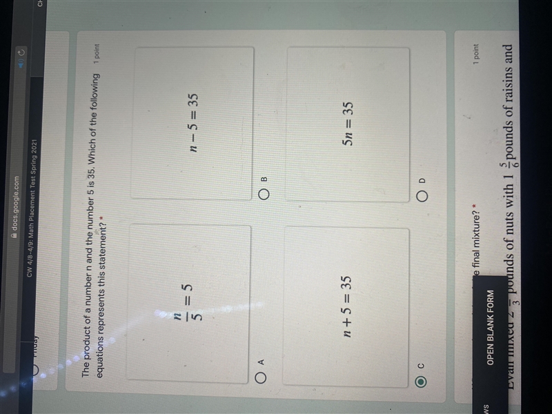 Which of the following equations represents this statement-example-1