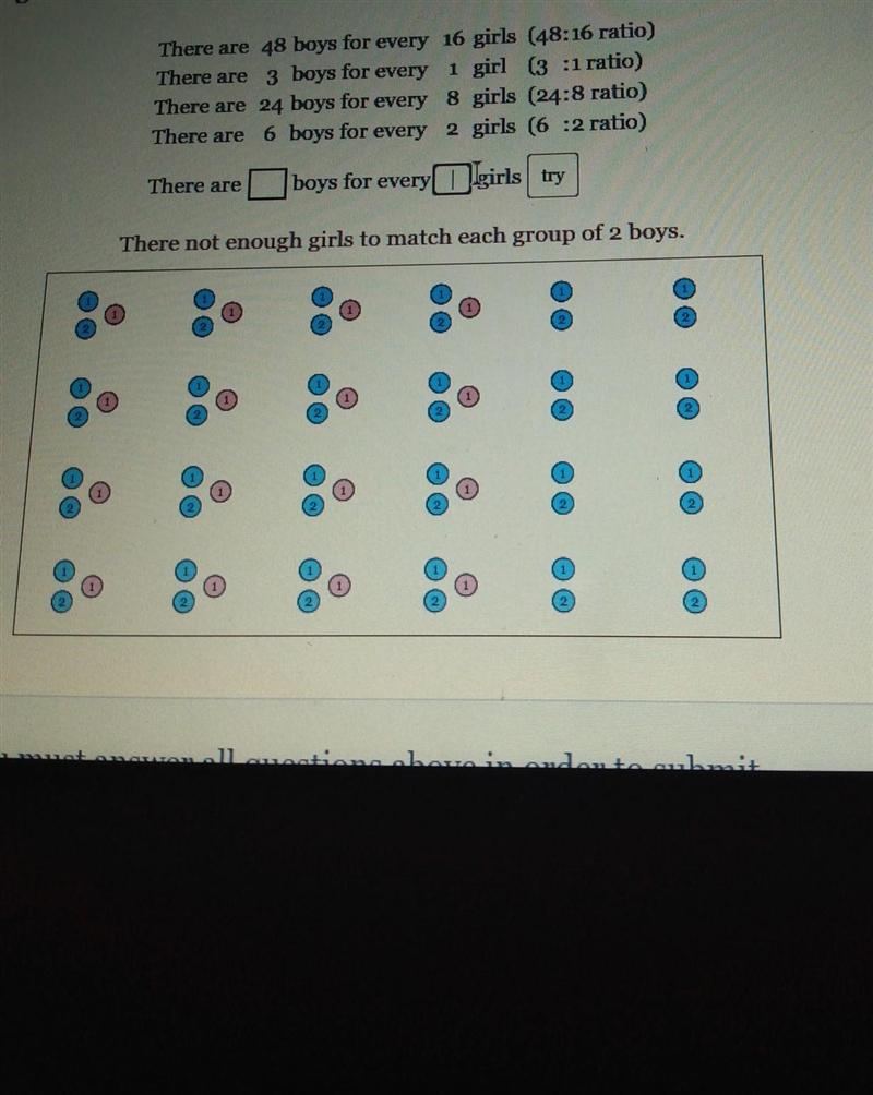 If there are 48 boys and 16 girls in a room, fill out all of the possible ratios of-example-1