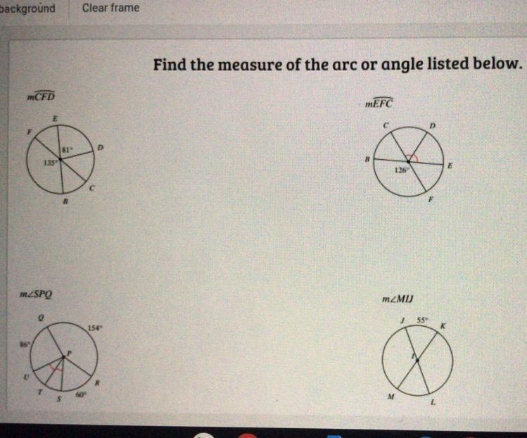 Help asap! Find the measure of the arc or angle listed below-example-1