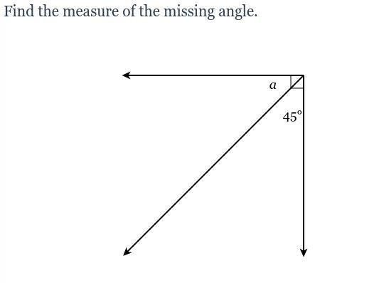 Find the measure of the missing angle.-example-1