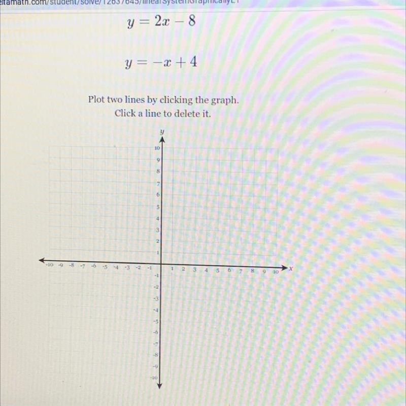 Solve the following system of equations graphically on the set of axes below. Graph-example-1