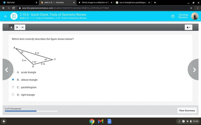 Which term correctly describes the figure shown below? An obtuse triangle ABC is shown-example-1