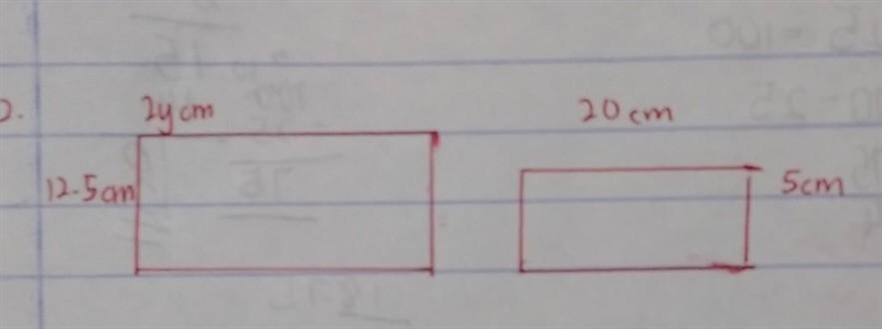 The diagram shows two rectangles which have the same area . Find the value of y.​-example-1