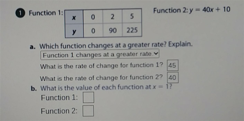 Help Me, Now! B. What is the value of each funtion at x = 1?​-example-1