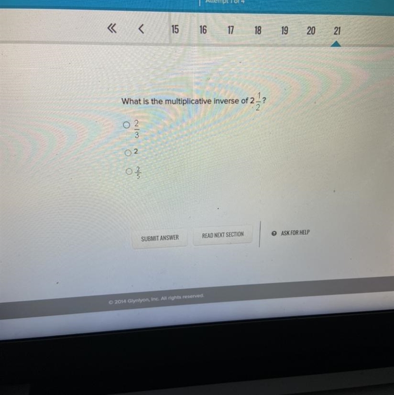 What is the multiplicative inverse of 2"? WIN 2 оо نما-example-1