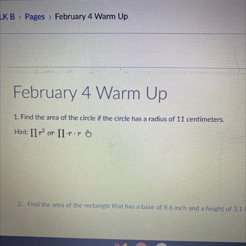 Find the area cirlcle if the circle has a radius of 11 centimeters.-example-1