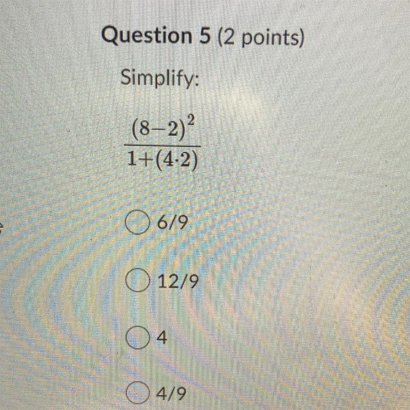 Simplify: (8-2)^2 ———— 1+(4x2) I really been stuck on this for about 15 mins now and-example-1