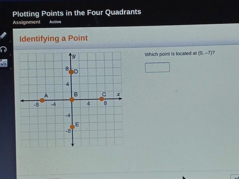 Which point is located at (0,-7)?​-example-1