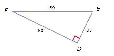 Find the cosine of angle E. A) 39/80 B) 39/89 C) 80/39 D) 80/89-example-1