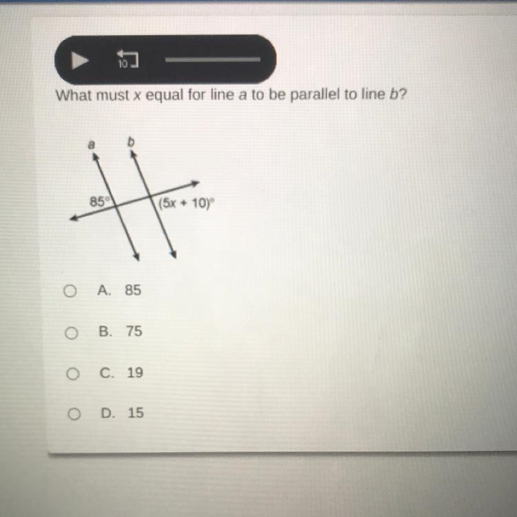 What must x equal for line a to be parallel to line b?-example-1