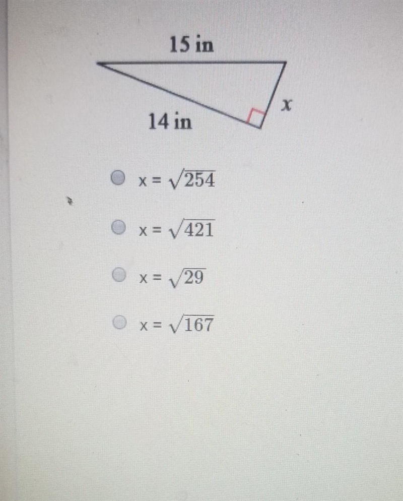 . Solve for the missing side in the right triangle below.​-example-1