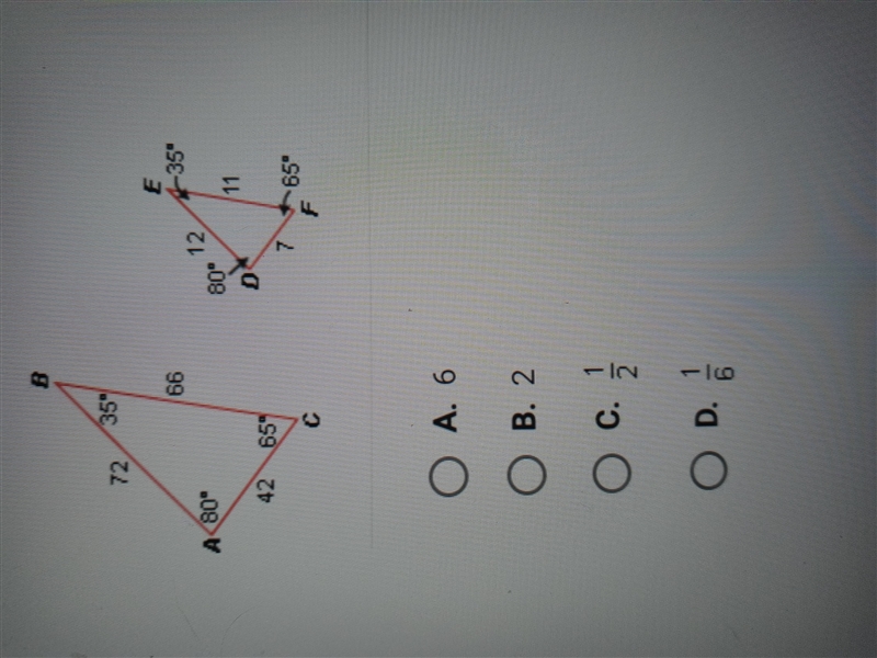 What is the scale factor from ABC to DEF?-example-1