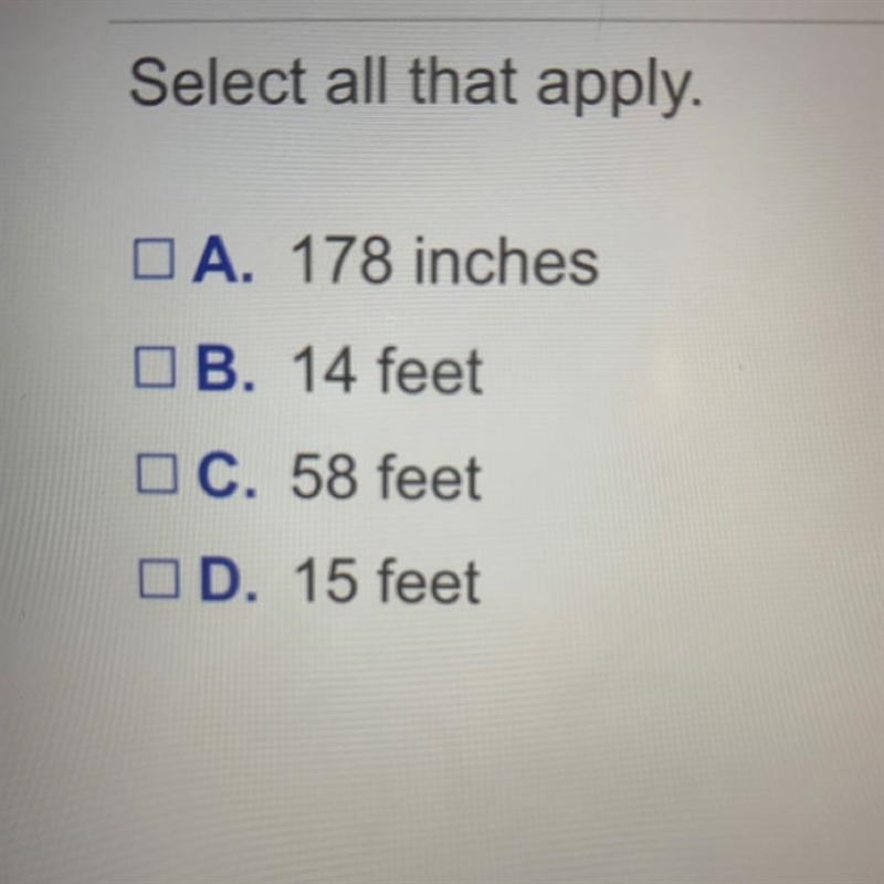 Which measurements are less than 5 yards?-example-1