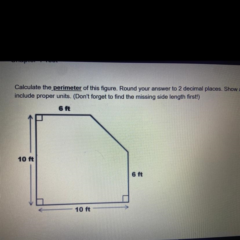 Calculate the perimeter of this figure. Round your answer to 2 decimal places. Show-example-1