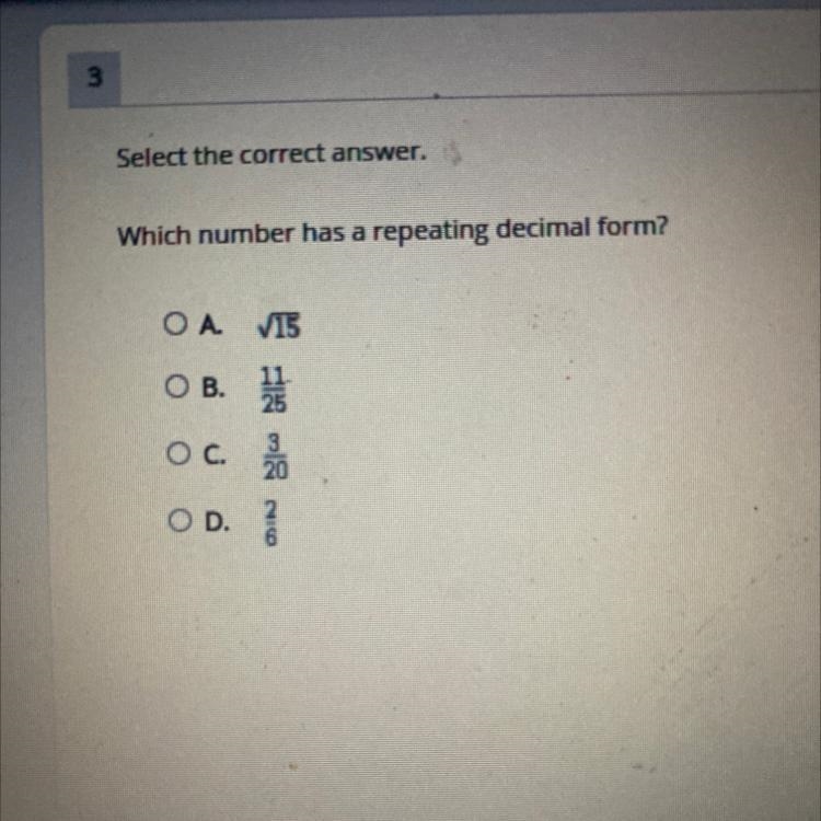 Which number has a repeating decimal form? Please help ty-example-1