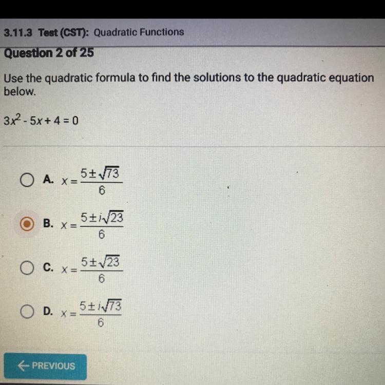 Use the quadratic formula to find the solutions to the quadratic equation below. 3x-example-1