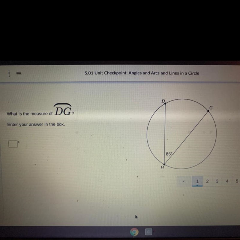 What is the measure of DG? Enter your answer in the box.-example-1