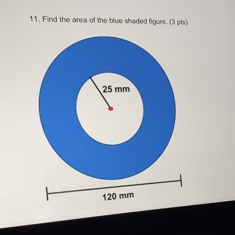 Find the area of the blue shaded figure. 25 mm 120 mm I’m begging atp. Please help-example-1