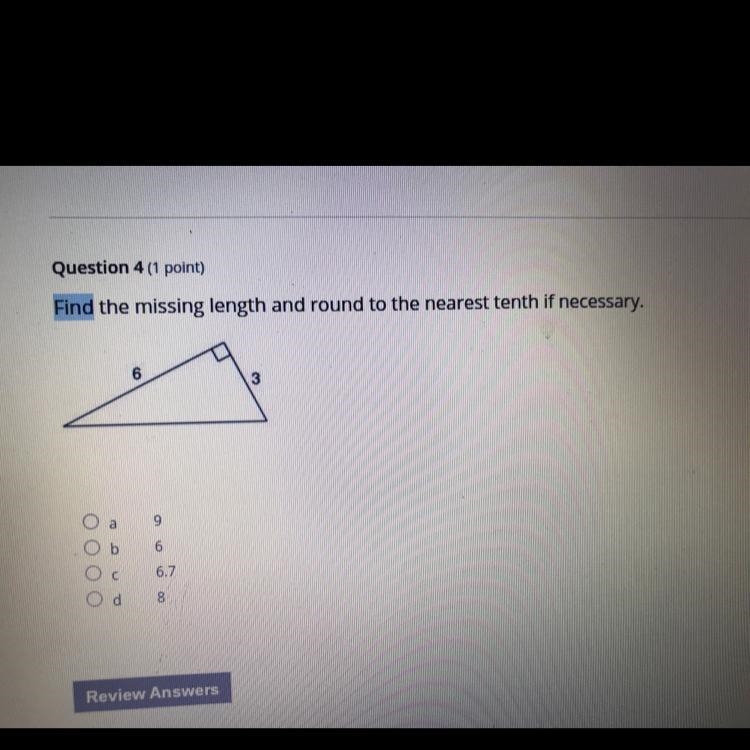 Find the missing length and round to the nearest tenth if necessary-example-1