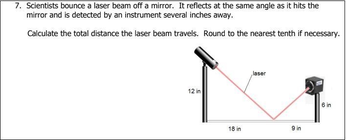 Scientists bounce a laser beam off a mirror. It reflects at the same angle as it hits-example-1