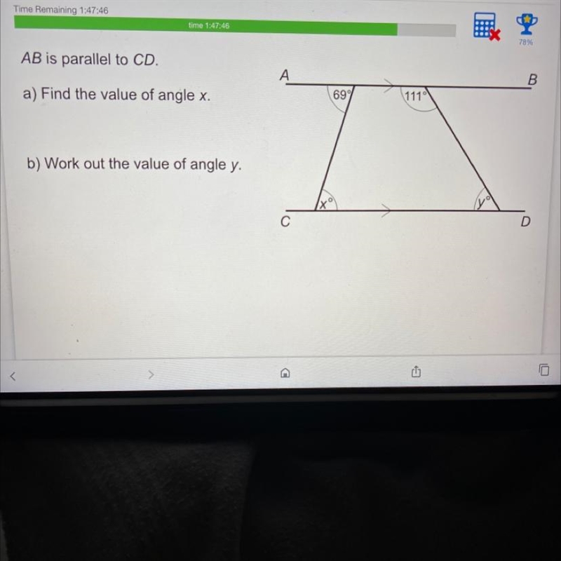 AB is parallel to CD Find the value of X Find the value of Y-example-1