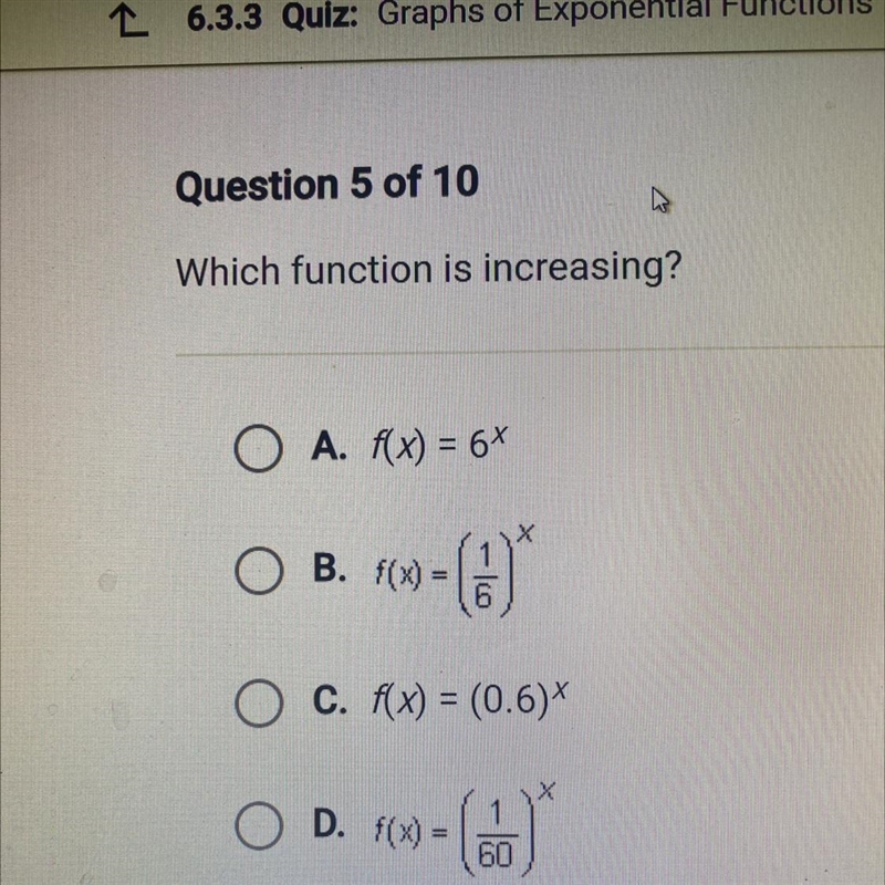 Which function is increasing?-example-1