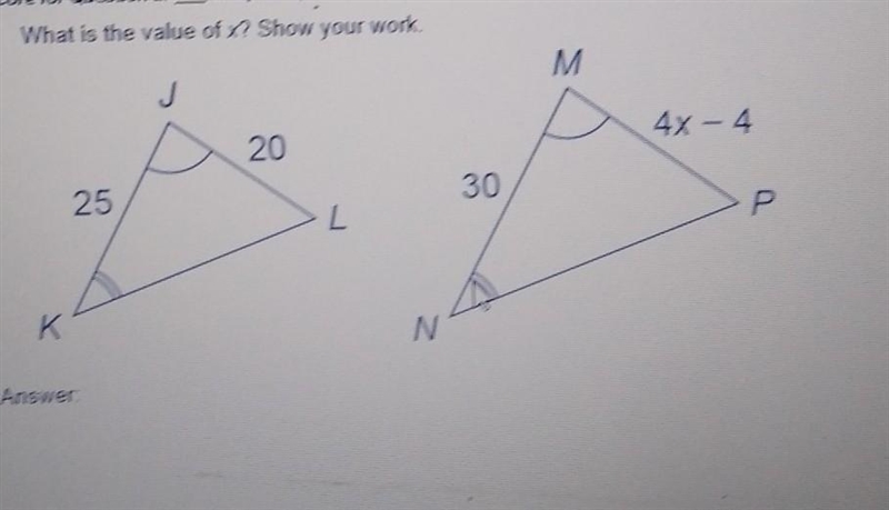 2. What is the value of x? Show your work ​-example-1