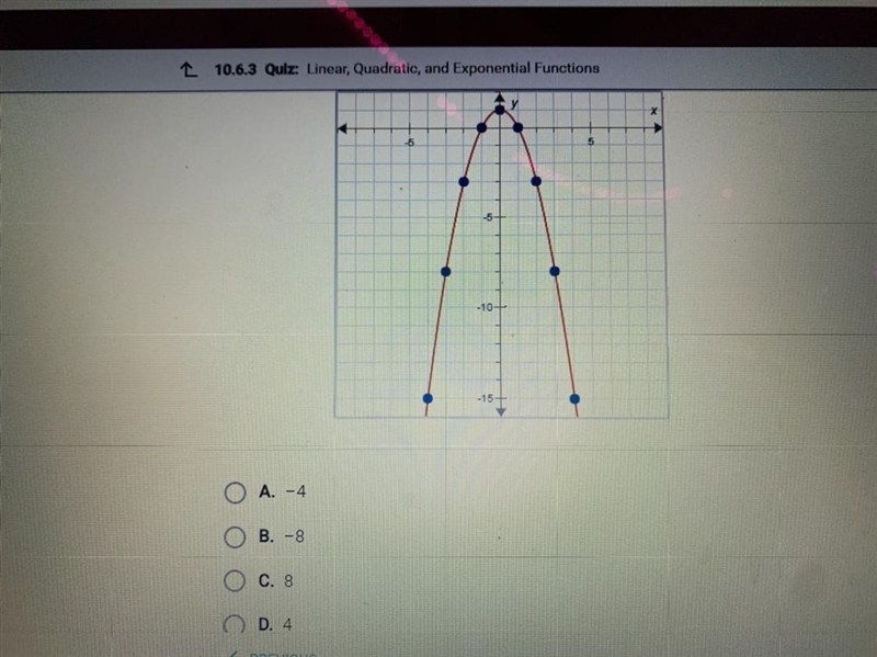 What is the average rate of change for this quadratic function for the interval from-example-1