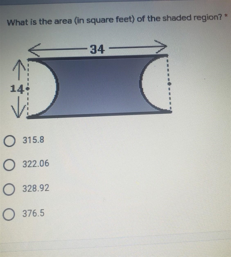 What is the area (in square feet) of the shaded region? *​-example-1