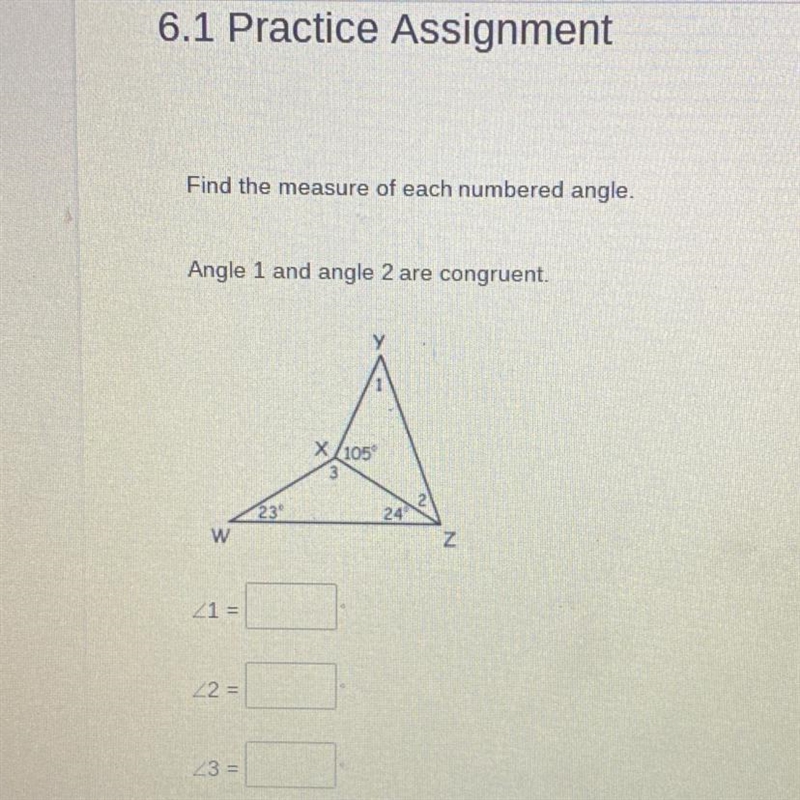 PLEASE HELP ME! find the measure of each numbered angle. pls-example-1