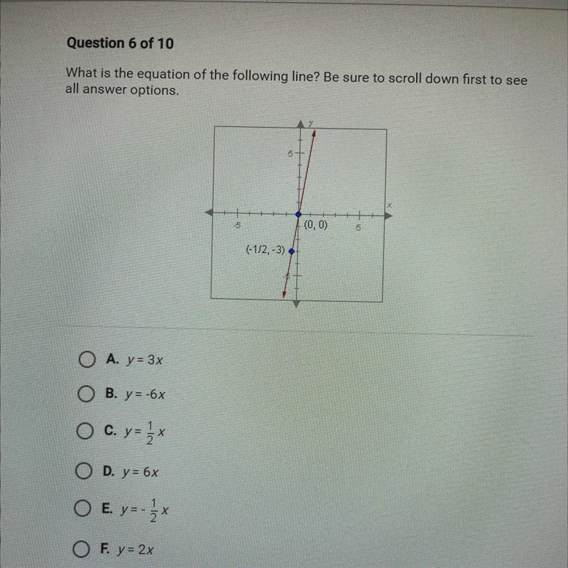 What is the equation of the following line? Be sure to scroll down first to see all-example-1