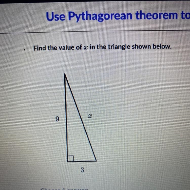 Find the value of x in the triangle shown below-example-1