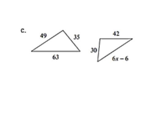 5. Each pair of polygons below are similar. Show your work! Solve for x:-example-1