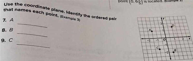 Use the coordinate plane. Identity the ordered pair that names each point. PLEASE-example-1