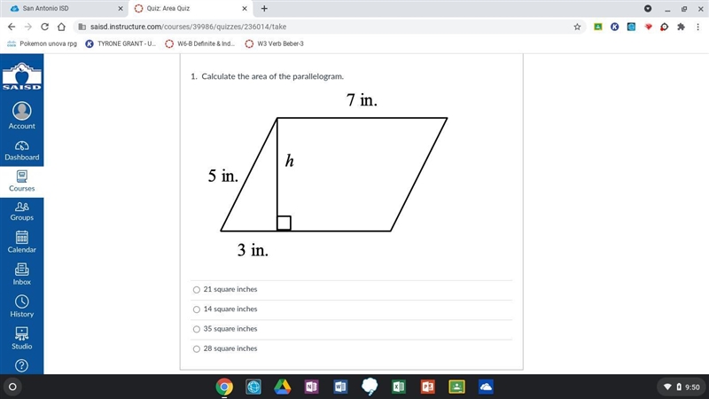 Calculate the area of the parallelogram-example-1